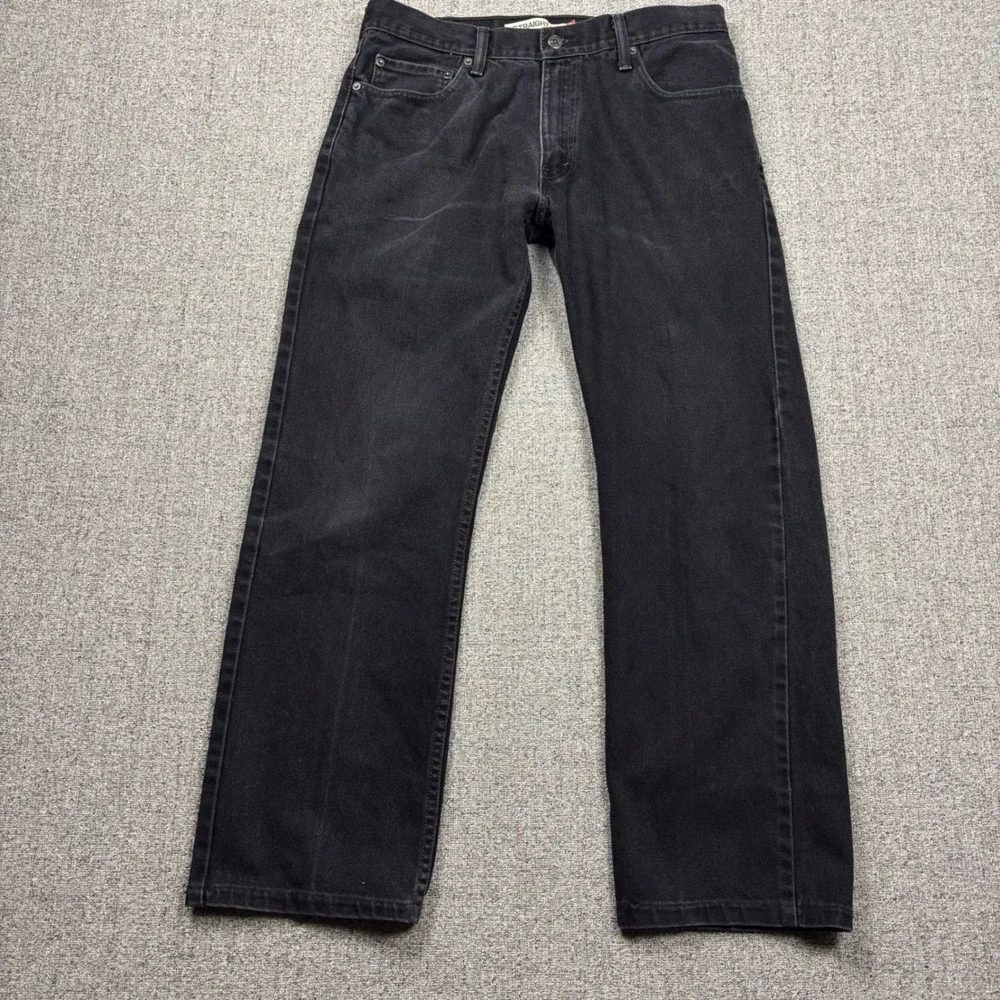 Levi's Jeans Mens Fits 34x30 505 Straight Fit Black Faded 100% Cotton Denim VTG